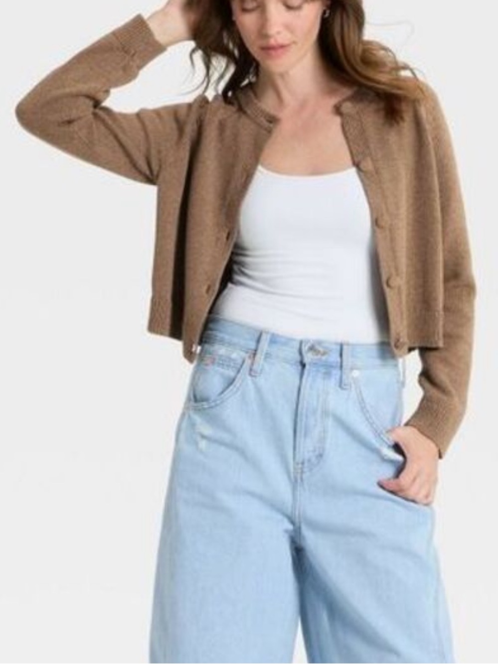 Classic Button-Front Brown Sweater - Picture 3 of 3